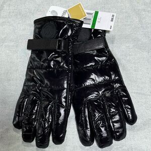 Michael Kors Womens Leather Gloves Tech Touch Tip Black Shiny